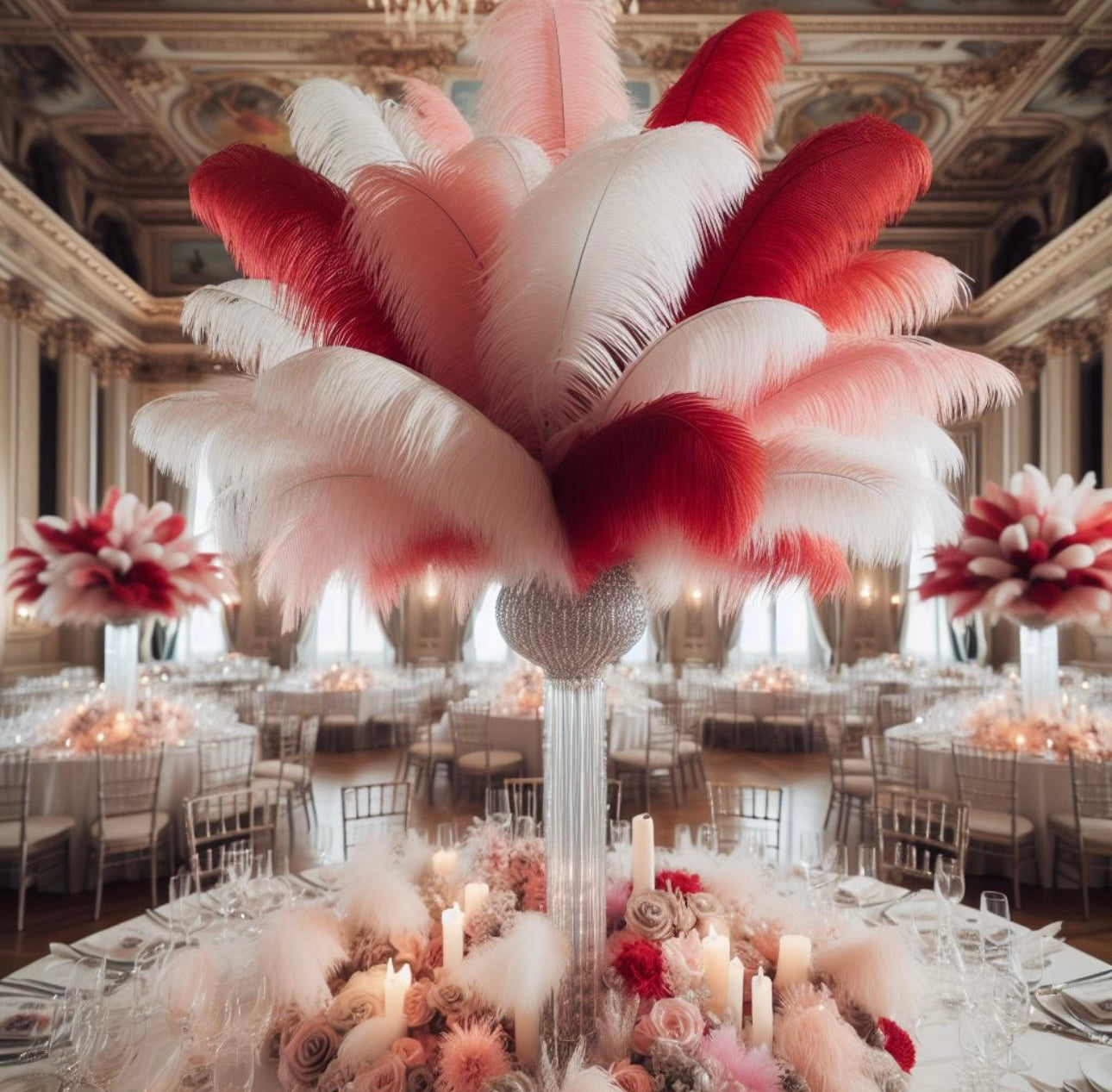 Red Ostrich feathers 100 pcs. 13-17 inch bulk ostrich feathers