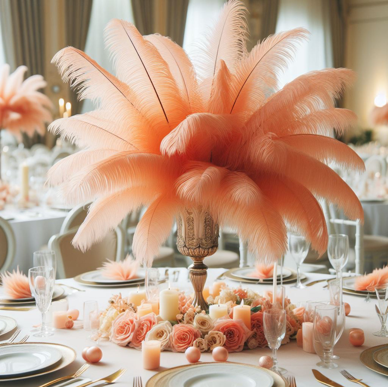 Apricot Ostrich feathers 100 pcs. 13-17 inch bulk ostrich feathers