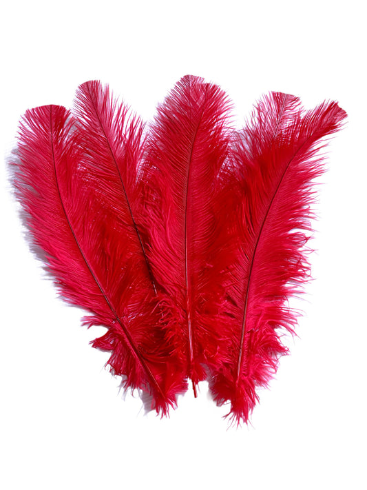 Red Ostrich feathers 100 pcs. 13-17 inch bulk ostrich feathers